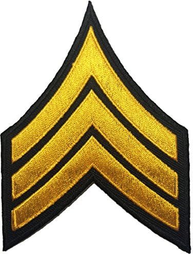 Papapatch Chevrons Sergent E -5 dungi americani rang Armată Coase pe fier pe brațe umărul aplicate brodate - negru și galben