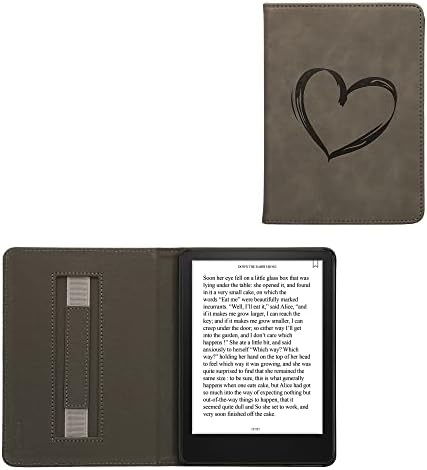 carcasă kwmobile compatibilă cu Kindle Paperwhite 11. Generația 2021 - Piele Nubuck Faux-Gri Inimă Periat