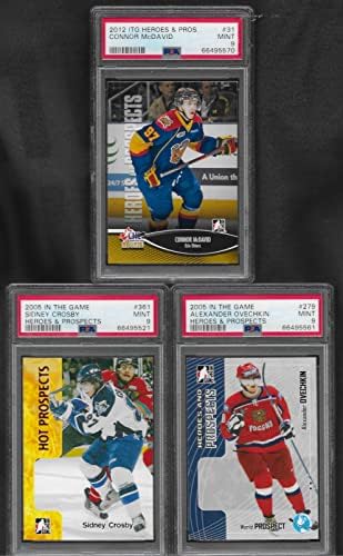 Connor McDavid Sidney Crosby și Alexander Ovechkin în jocul 3 cărți rookie lotul gradat PSA Mint 9 NHL Superstar Players