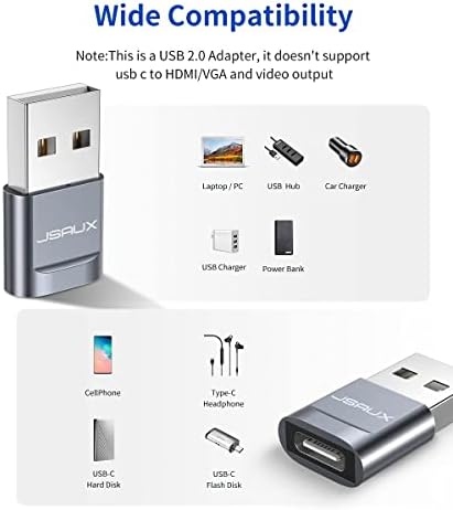 Adaptor Jsaux USB-C mamă la USB-A tată 4-Pachet, adaptor cablu încărcător tip C la USB Compatibil cu iPhone 14/13/12 Mini/Pro/Pro
