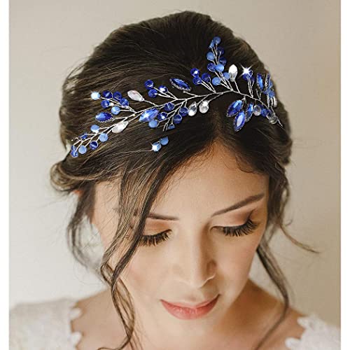 Campsis Mireasa Nunta păr viță de vie Albastru Cristal mireasa Headpieces mireasa păr accesorii pentru femei și fete