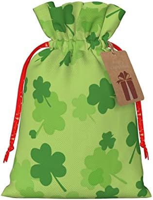 DrawStrings Genti cadou de Crăciun St-Patricks-Day-Shamrock Presents Introduceți saci de ambalare Xmas Cadou de ambalare Same