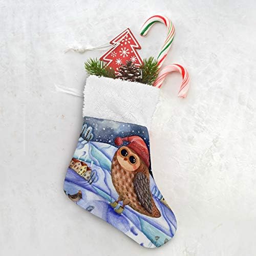 Alaza Christmas Stockings Warpecol Owl The Winter Night Night Classic Classic Micul decorațiuni mici de ciorapi pentru Familie