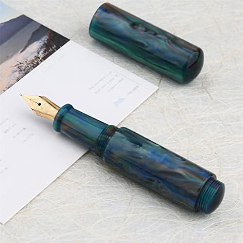 Ganfanren Mini Rășină Blue Fountain Pen f Nib 0,5mm Portabil Portabil Palm scurt pentru călătorii de cerneală Set de birou