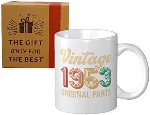 Wanpcaiy 70 de cadouri de naștere pentru bărbați pentru femei, vintage 1953 Piese originale Cană de cafea, amuzant de 70 de