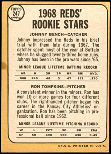 1968 Topps 247 Rookies Rookies Johnny Bench/Ron Tompkins Cincinnati Reds VG Reds