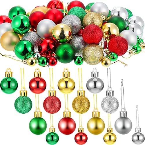 96 bucăți Bile de Crăciun Glitter Ornamente cu minge de Crăciun Mini Mini Xmas Ball Ball Ball Ball Ball colorat pentru copac