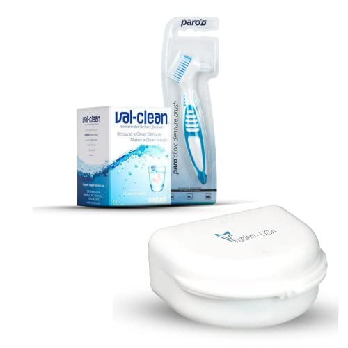 Perie de proteză Paro Clinic, Val Clean Proture Cleaner 12 pachete pentru 1 an și carcasă de reținere dentară, protecție de