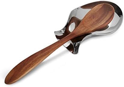 Nambe Curvo Spoon Rest | suport pentru ustensile de gătit din oțel inoxidabil / suport pentru spatula pentru blat de Bucătărie