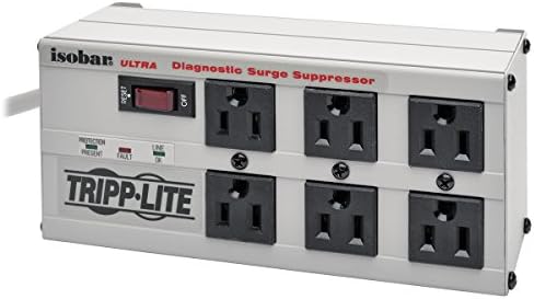 Tripp Lite 12 Outlet Isobar Rackmount PDU, 15A Surge Protected Power Strip, Cord 15ft, 5-15p și 25K $ Asigurare, gri și izobar6ultra
