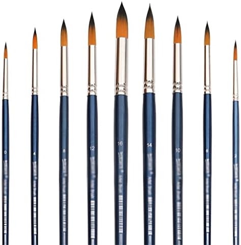Lukeo pensulele cu vârf rotund cu vârf 9 PC -uri set de perie de vopsea de artă sintetică pentru pictură cu ulei de acuarelă