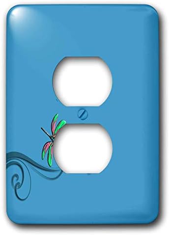 3Drose LLC LSP_22494_6 Blue Elegant Dragonfly pe Vine 2-Plug Cover Outlet