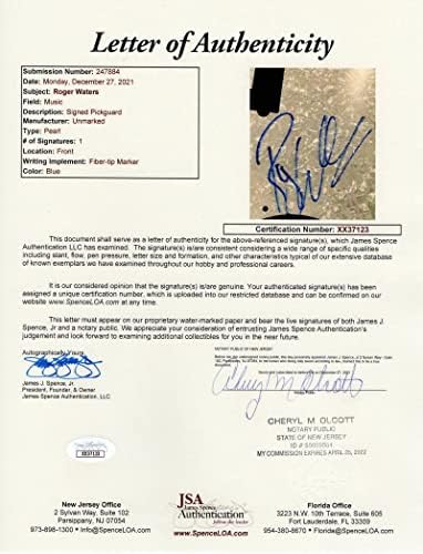 Roger Waters a semnat autograf de dimensiuni complete de guita electrică de basă electrică c/ James Spence JSA Scrisoare de autenticitate - Pink Floyd cu Nick Mason și David Gilmour - Piper la Gates of Dawn, o saucroasă de secrete, mai mult, Ummagumma, Atom Heart Mother, Meddle, întunecat de n