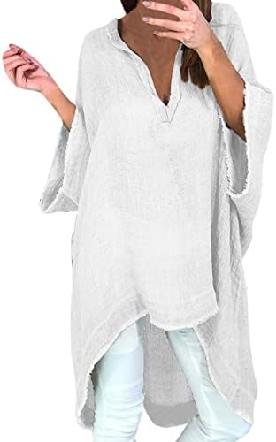 Grge Beuu Womens Bumbac Bumbac v Bluze de gât Casual, cu mânecă lungă liberă, tricouri Stand guler cu spatele cu spate