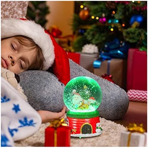 BZGKNUL SANTA CLAUS SNOWGLOBE CRĂCIUN MUZICĂ GLOWING Ball Ball Box Light Santa Claus Crystal Ball Music Box Dreamy Winter Snow
