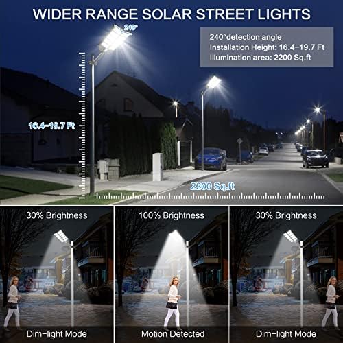 Deepn 1500W Solar Street Light în aer liber Impermeabil 120000 lumeni Dusk to Dawn Solar Flood Light Senzor de mișcare, lumini