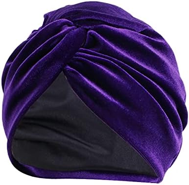 Femei solide Color Velvet Aur Musulman Turban Turban Cancer CHEMO CAP CAP CAP PLAT PLATE BONNET HATWRAPS BĂRBAT
