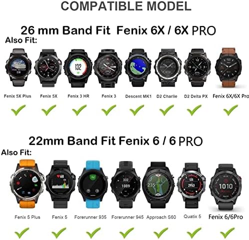 Murve Watchband pentru Garmin Fenix ​​6 6x Pro 5 5x Plus 3 ore pentru abordare S62 S60 3 HR Watch Rapid Easyfit Easyfit Wrist