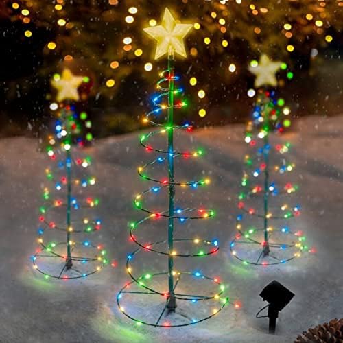 Luxxuer Solar Christmas Arbore Lights LED IP65 Grădină impermeabilă lumini decorative cu 2 moduri pentru curte în aer liber