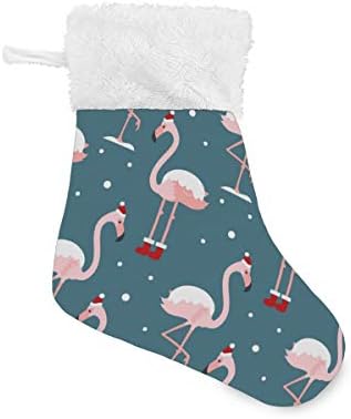 Alaza Christmas Stockings Flamingo Christmas Hat Classic Classic Small Stonament Scholing Decorații pentru Familie pentru Sezonul