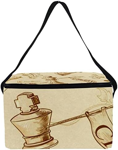 GUEROTKR sac de prânz pentru bărbați, cutie de prânz izolată, cutie de prânz pentru adulți, model maro de șah Vintage