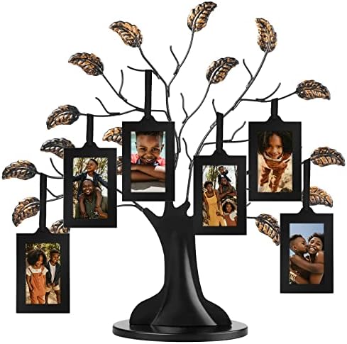 Cadru de imagine Americanflat Bronze Family Tree - Include 6 rame de imagine agățate în negru cu cadru de imagine 2x3 și ciucuri