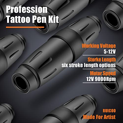 Kit de mașină rotativă-Ruicoo Wireless Machine Pen Kit 40pcs ace de transport Case 20pcs Tattoo Practice Skins