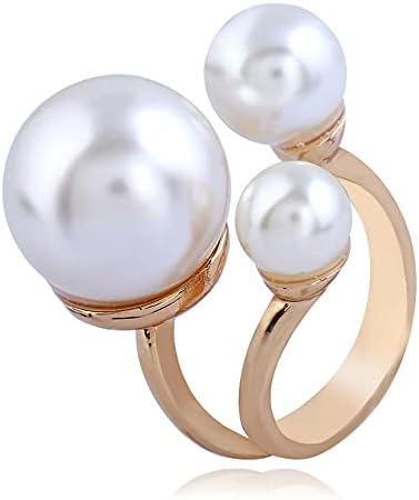 3 perle promit Inel Pentru Femei fete declarație extensibil reglabil mare imitație Perla mingea deschide banda Wrap Inele Comfort