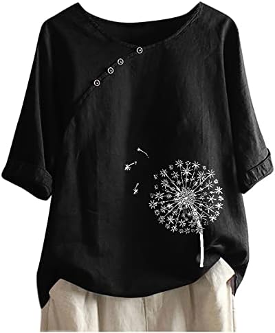 Tees pentru femei la modă vara femei Jumătate maneca V gât partea butonul florale se potrivesc imprimate Top tricouri Casual