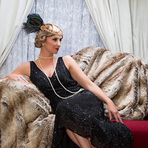 Sibba 1920s Accesorii Flapper bentita pentru femei Fete, 1920 Feather Gatsby Headpiece 20 ' S Headdress Accesorii pentru o