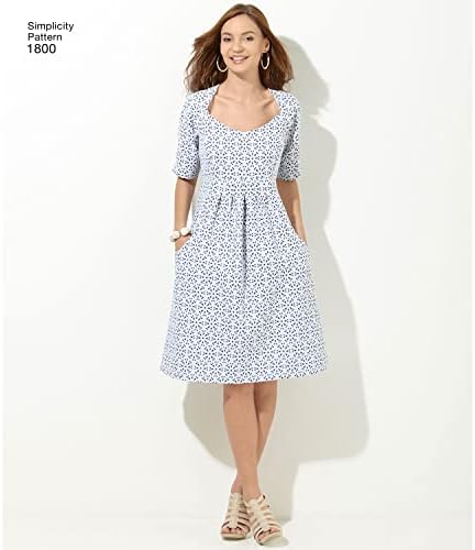 Simplicity 1800 Modele de cusut pentru rochie deschisă pentru femei, dimensiuni 10-18