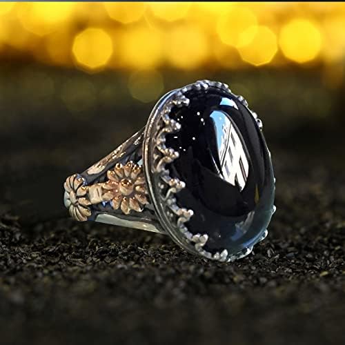 2023 Bijuterii elegante din Piatră neagră inel de sculptură bijuterii inel logodit pentru femei Inel fiică înaltă și joasă