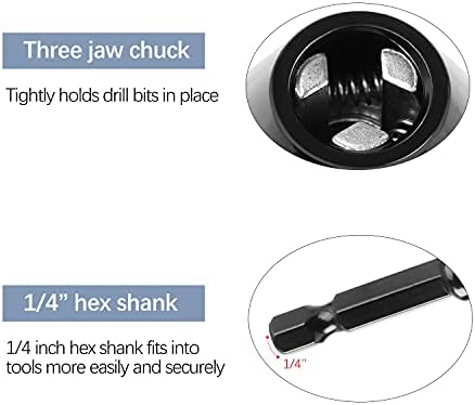 3pcs 1/4 inch Hex Shank Drill fără cheie, schimbarea rapidă a adaptorului de adaptor Bucăți de burghie, accesorii pentru instrumente