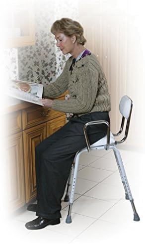 Drive Medical 12455 scaun cu înălțime reglabilă cu spate și brațe Alb