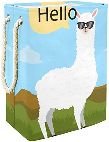 Unicey salut Alpaca cu ochelari coș mare de depozitare coș de rufe pliabil pentru coș de pepinieră și cameră pentru copii