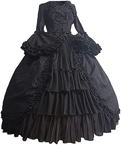 Swing rochii pentru femei Medieval Vintage Curtea Rochie Turtleneck Dantelă florale maxi mingea rochie Halloween gotic Rochie