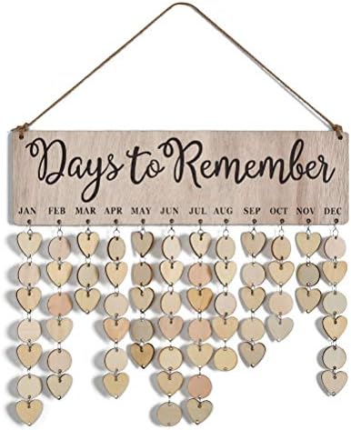 Wowoss Wood Wood Family Birthday Memento Calendar Sign Board, DIY Anniversary Tracker Plaque Plaque Wall atârnat pentru barul