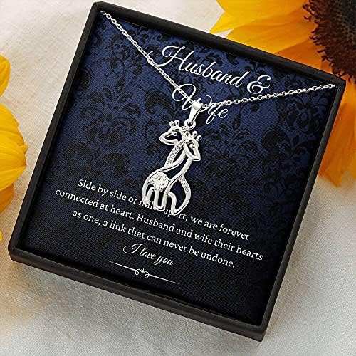 Bijuterii cu carduri de mesaje, colier handmade- cadou personalizat Girafă Colier, soț și soție, cadou de naștere pentru soție