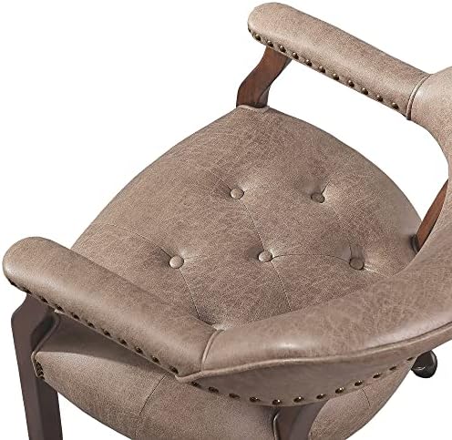 LEEMTORG scaun Modern de luat masa cu roți și brațe, Scaune pentru oaspeți de birou & amp; scaune de recepție, piele de căprioară