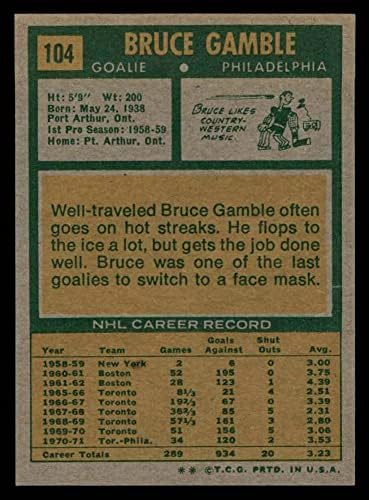 1971 Topps 104 Bruce Gamble Philadelphia Flyers Ex/MT+ Flyers