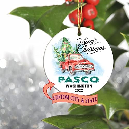 Crăciun fericit 2022 Ornament Tree Prima primă vacanță Living în Pasco Washington State Ornament Ornament Custom City State