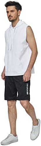 Wantdo bărbați antrenament Rezervor Topuri Fără mâneci Hoodies Gym tricou cu buzunare Kanga