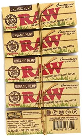 Raw Organic Connoisseur 1.25 1 1/4 hârtie rulantă cu vârfuri