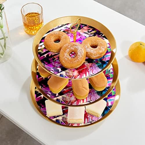 3 niveluri de cupcake stand abstract săgeți dungi petrecere server alimentar afișare suport pentru fructe de desert decorare