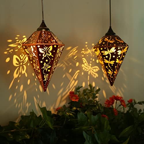 2 pachet agățat solar lanterne fluture libelule în aer liber esgarden naștere femei mamă cadou decorațiuni de grădină decorațiuni