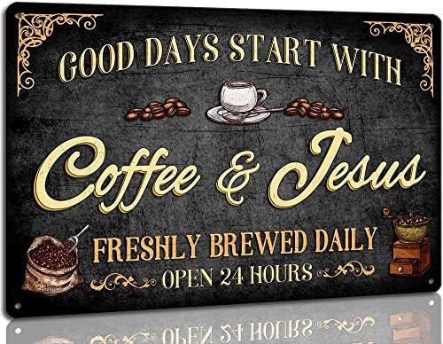 Semn de Bar de cafea Zile Bune începe cu cafea & amp; Isus semne de placă metalică Vintage pentru Bucătărie Cafe Pub Home Coffee