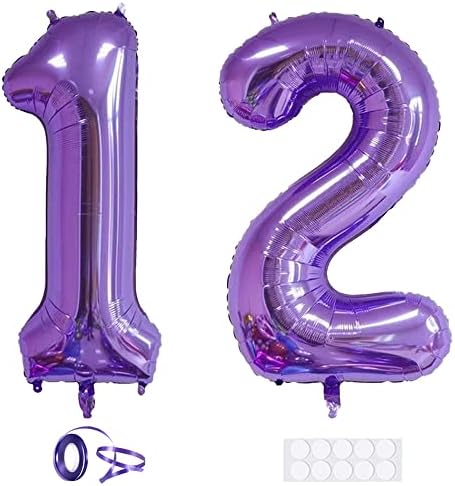 Xihuimay Number 12 Balloons 40 inch Balloon digital Alfabet 12 Balloane de naștere Digitarea 12 baloane de heliu Balloane mari