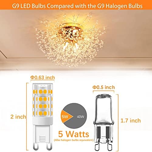 Ajuns G9 LED bec 5w echivalent 40W 120V halogen T4 candelabru bec, G9 Dual Pin Base LED bec 3000k cald alb cristal candelabru