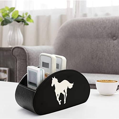 Suport de telecomandă cu ponei alb-cal/Caddy/cutie/tavă cu 5 compartimente Organizator din piele PU cu model imprimat drăguț