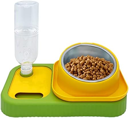 BNOSDM Triple Dog cat food Bowls cu set de sticle de apă gravitațională, alimentator lent pentru animale de companie cu oțel